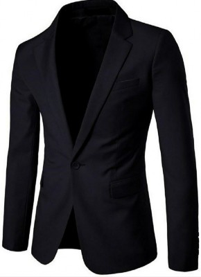 AhmedRaza Solid Single Breasted Party, Wedding, Casual, Formal, Festive & Wedding Men Blazer(Black)