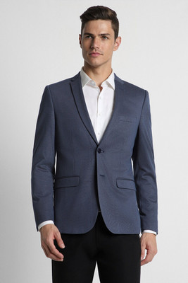 PETER ENGLAND Solid Single Breasted Formal Men Blazer(Blue)