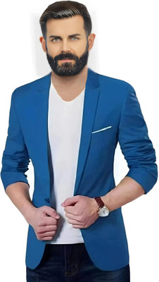 Darbar In Solid Single Breasted Casual, Formal, Festive & Wedding Men Blazer(Blue)