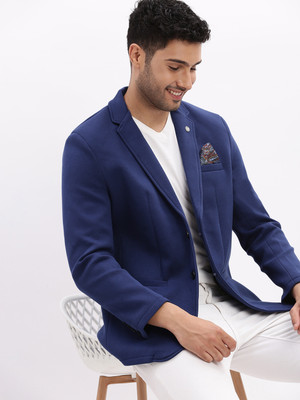 SHOWOFFFF Solid Single Breasted Casual Men Blazer(Blue)