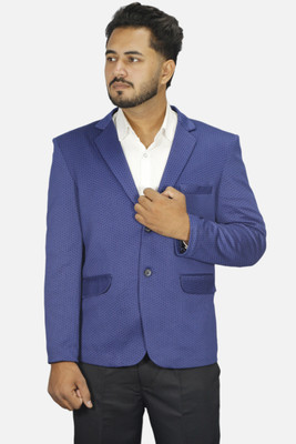 gargian master cut Self Design Single Breasted Formal, Party Men Blazer(Blue)