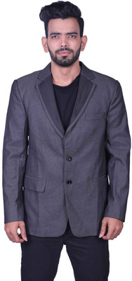 Ninecolours Solid Single Breasted Formal Men Blazer(Grey)