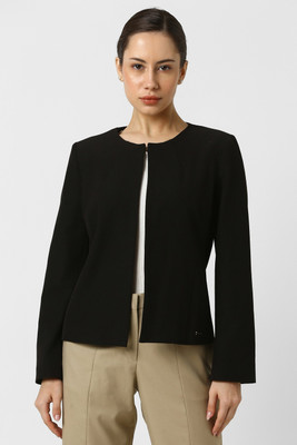 VAN HEUSEN Solid Single Breasted Formal Women Blazer(Black)