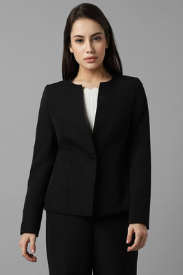 Allen Solly Solid Single Breasted Formal Women Blazer(Black)