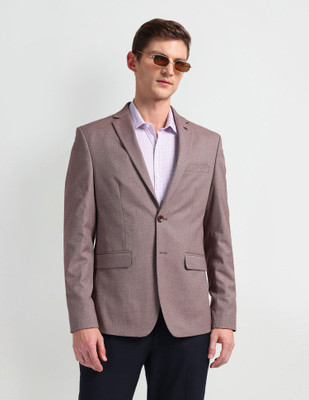 ARROW Solid Single Breasted Formal Men Blazer(Brown)