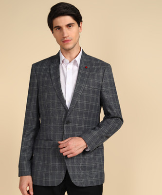 Raymond Checkered Single Breasted Formal Men Blazer(Grey)