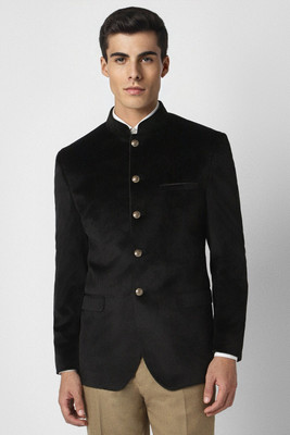 VAN HEUSEN Solid Single Breasted Party Men Blazer(Black)