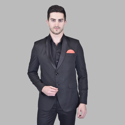 METRONAUT Solid Single Breasted Casual Men Blazer(Black)