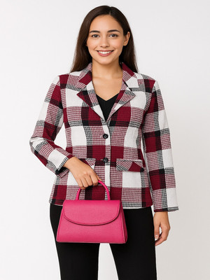 BLUEWEARS Checkered, Printed Single Breasted Casual, Formal, Party, Festive & Wedding Women Blazer(Multicolor)