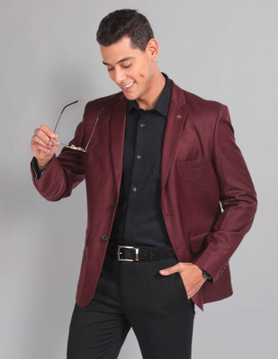 AD by Arvind Solid Single Breasted Casual Men Blazer(Red)