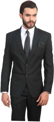 FASHYY TREND Solid Single Breasted Formal Men Blazer(Black)
