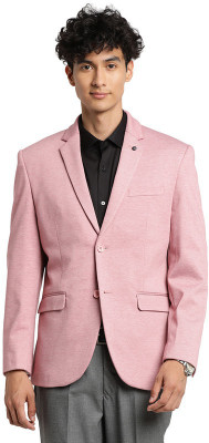 TURTLE Self Design Single Breasted Party Men Blazer(Pink)