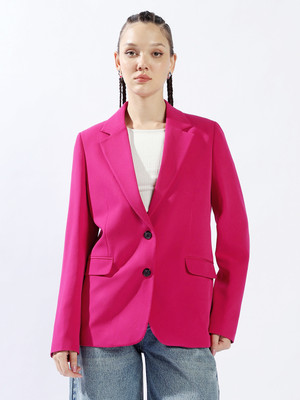 Hubberholme Solid Single Breasted Casual Women Blazer(Pink)