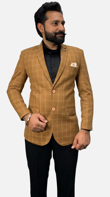 gargian master cut Striped Single Breasted Formal, Party Men Blazer(Brown)