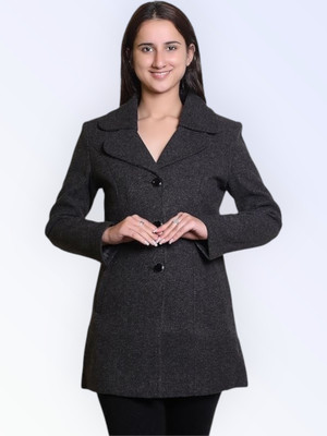 TROO BLUE Solid Double Breasted Casual Women Blazer(Black)