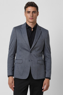 VAN HEUSEN Solid Single Breasted Casual Men Blazer(Grey)