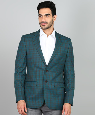 Raymond Checkered Single Breasted Formal Men Blazer(Dark Green)