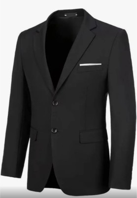 KOAT MAN Solid Single Breasted Formal Men Blazer(Black)