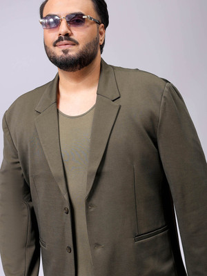 Hardsoda Solid Single Breasted Casual Men Blazer(Green)