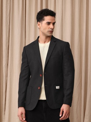 Mr Bowerbird Solid Single Breasted Casual Men Blazer(Black)