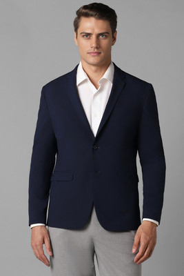 LOUIS PHILIPPE Solid Single Breasted Formal Men Blazer(Blue)