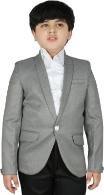 SG YUVRAJ Solid Single Breasted Festive & Wedding Boys Blazer(White)