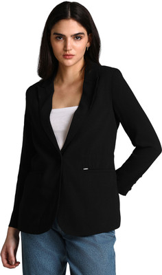 Allen Solly Solid Single Breasted Casual Women Blazer(Black)