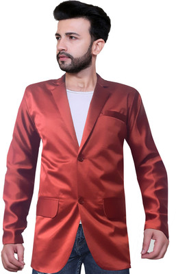 Abc Garments Solid Single Breasted Casual Men Blazer(Maroon)