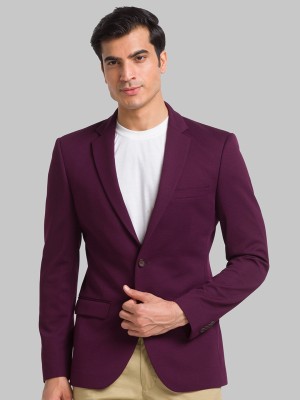 PARK AVENUE Self Design Single Breasted Formal Men Blazer(Purple)