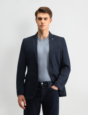 ARROW Self Design Single Breasted Formal Men Blazer(Blue)
