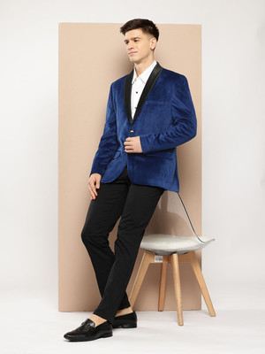 INVICTUS Solid Single Breasted Party Men Blazer(Blue)