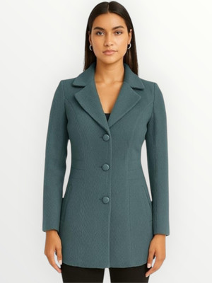 Pepzo Solid Double Breasted Casual Women Blazer(Blue)