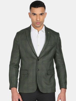 ARROW Checkered Single Breasted Formal Men Blazer(Green)