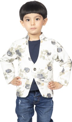 Jammer Printed Double Breasted Party Boys Blazer(White)