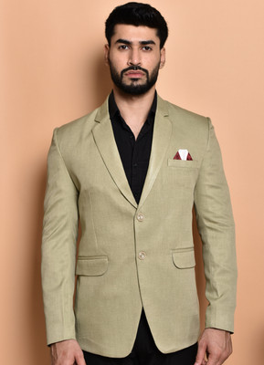 PRINT CULTR Solid Single Breasted Casual Men Blazer(Light Green)