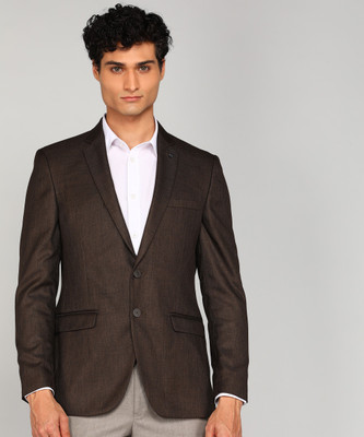 Raymond Solid Single Breasted Formal Men Blazer(Brown)