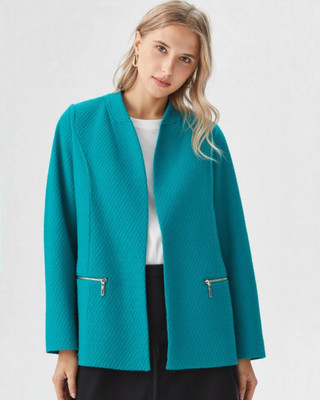 Lyketrends Solid Single Breasted Party Women Blazer(Blue)