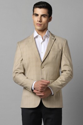 LOUIS PHILIPPE Checkered Single Breasted Formal Men Blazer(Beige)