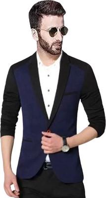 HUMJOLI FASHION Solid Single Breasted Casual, Formal, Party, Festive & Wedding Men Blazer(Black, Blue)