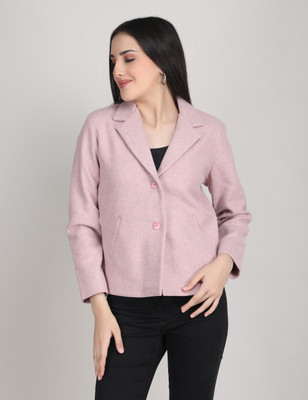 Blue Ronin Self Design Single Breasted Formal Women Blazer(Pink)