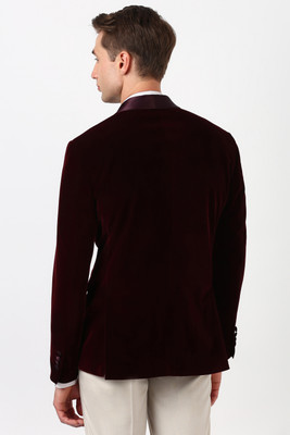 PETER ENGLAND Solid Single Breasted Formal Men Blazer(Maroon)