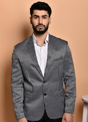 PRINT CULTR Printed Single Breasted Casual Men Blazer(Black)