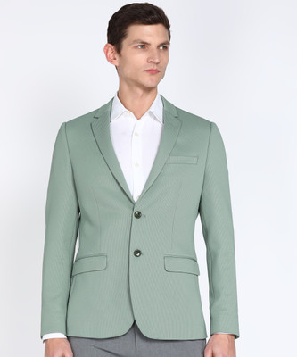 PETER ENGLAND Self Design Single Breasted Formal Men Blazer(Light Green)