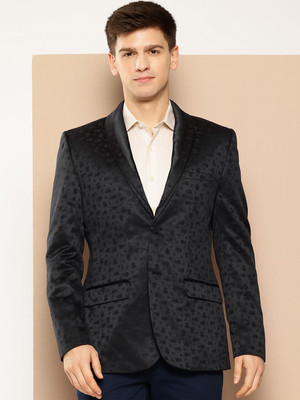 INVICTUS Self Design Double Breasted Casual Men Blazer(Black)
