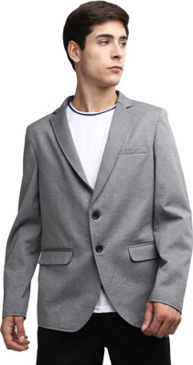 V-MART Solid Single Breasted Casual Men Blazer(Grey)