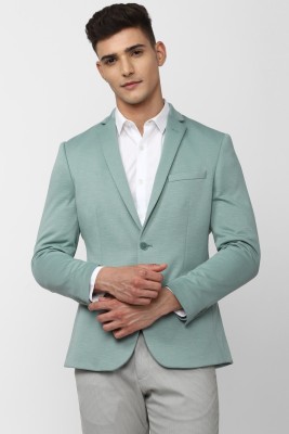 PETER ENGLAND Solid Single Breasted Formal Men Blazer(Green)