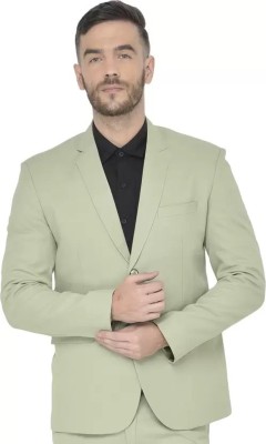 Mans Fab Solid Single Breasted Festive & Wedding Men Blazer(Green)