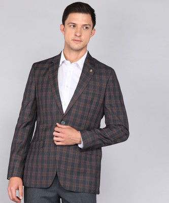 Raymond Checkered Single Breasted Formal Men Blazer(Grey)
