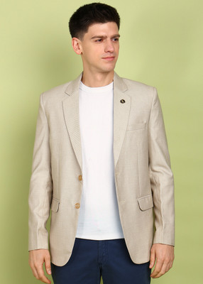 FUBAR Self Design Single Breasted Party Men Blazer(Beige)