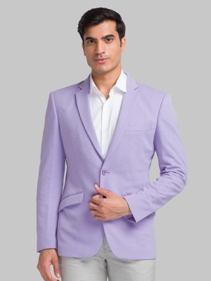 PARK AVENUE Solid Single Breasted Casual Men Blazer(Purple)